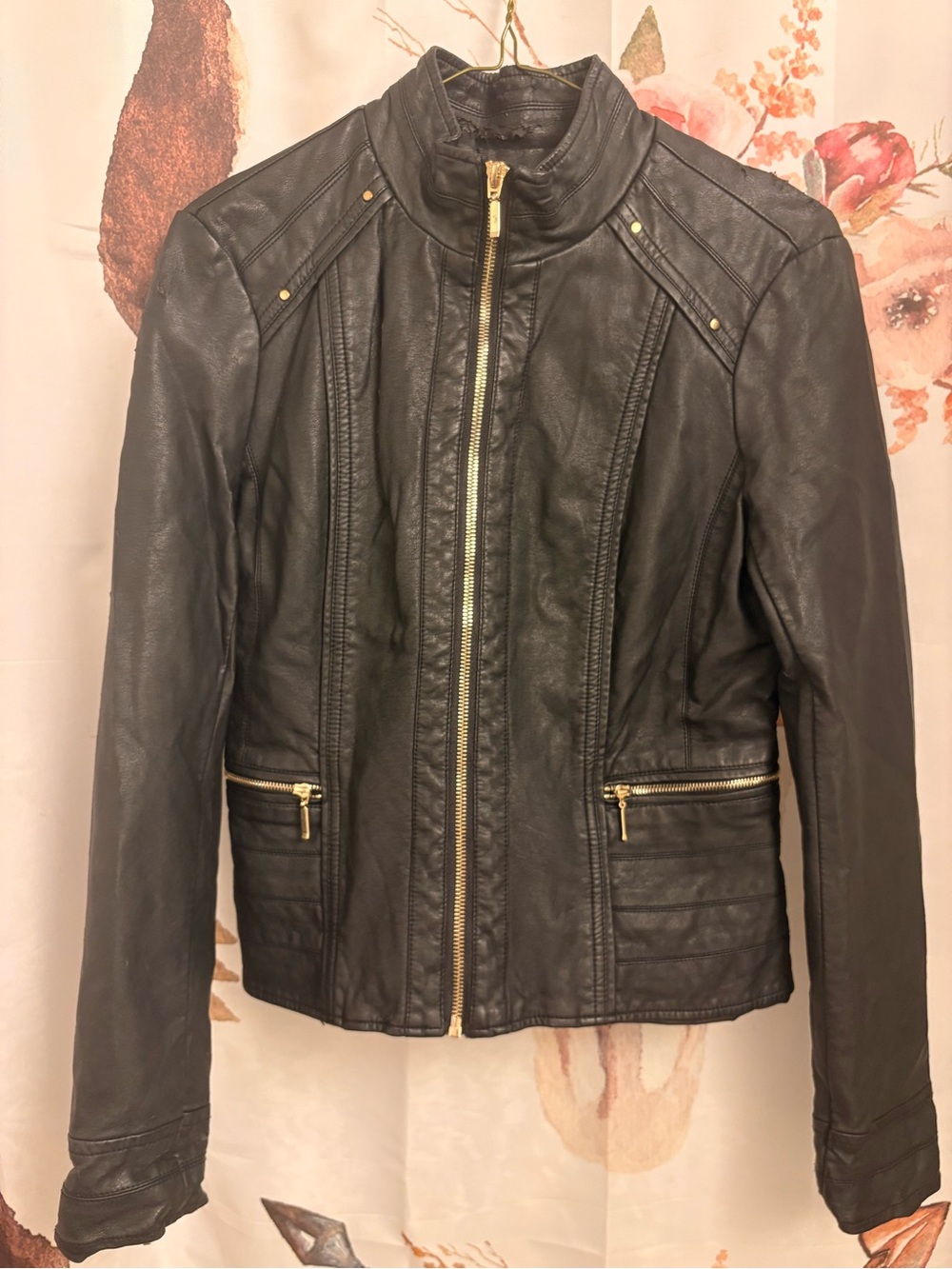 XS Le Chateau Black Faux Leather Zip Moto Jacket